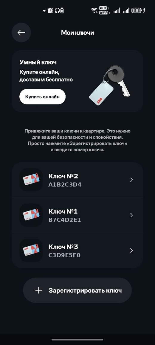 Список ключей